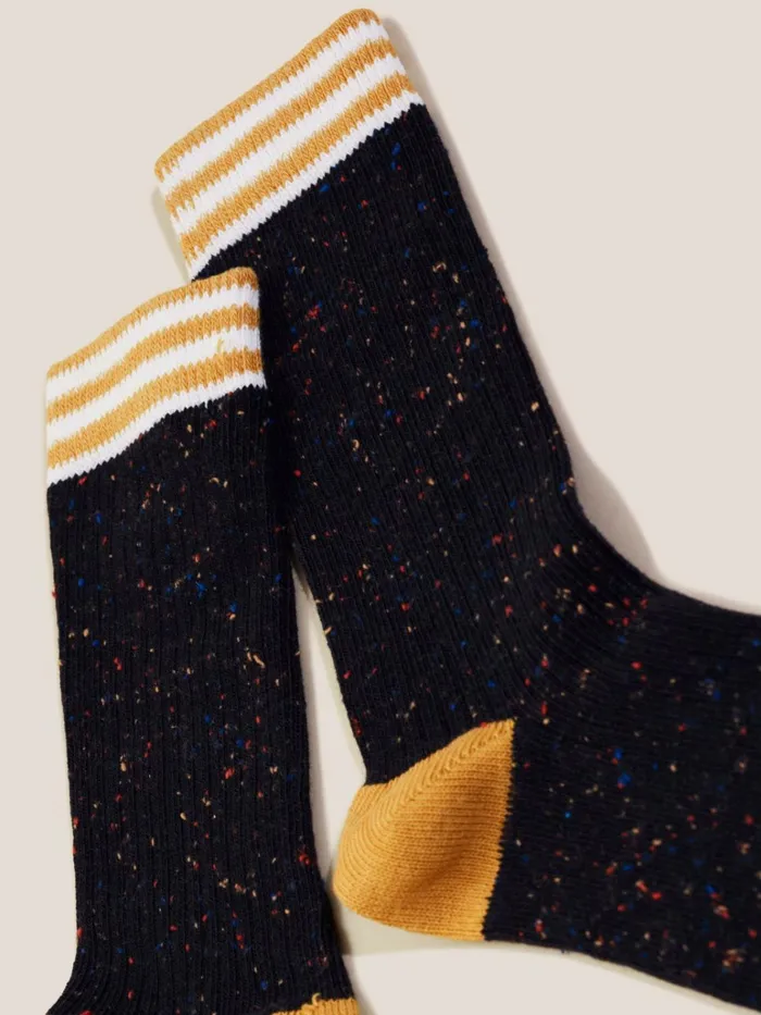 Men White Stuff Socks Sport Rib Boot Socks Black Multi Men White Stuff Socks Sport Rib Boot Socks Black Multi