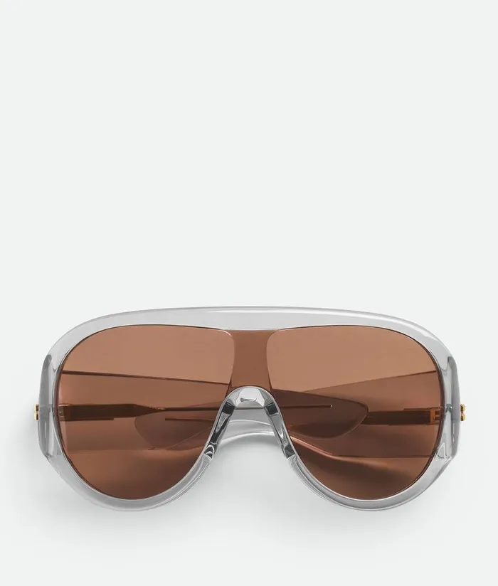 MenWomen Bottega Veneta Sunglasses Scudo Shield Sunglasses Greybrown