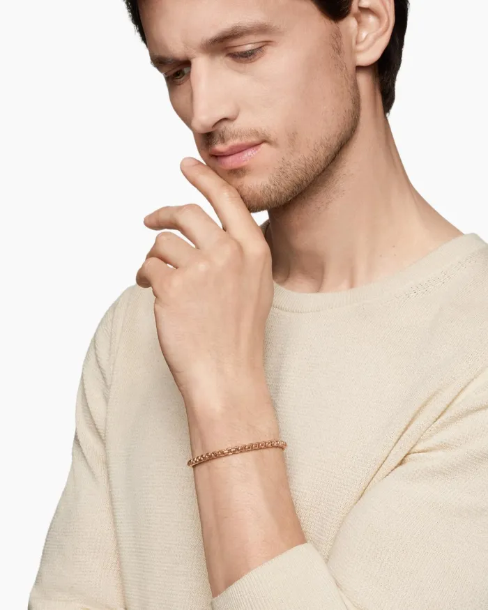 Mens Box Chain Bracelet In 18K Rose Gold 5mm Men David Yurman Chain Mens Box Chain Bracelet In 18K Rose Gold 5mm Men David Yurman Chain