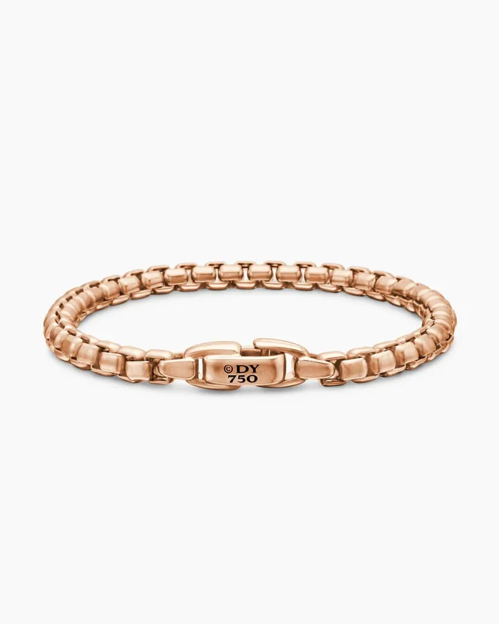 Mens Box Chain Bracelet In 18K Rose Gold 5mm Men David Yurman Chain Mens Box Chain Bracelet In 18K Rose Gold 5mm Men David Yurman Chain