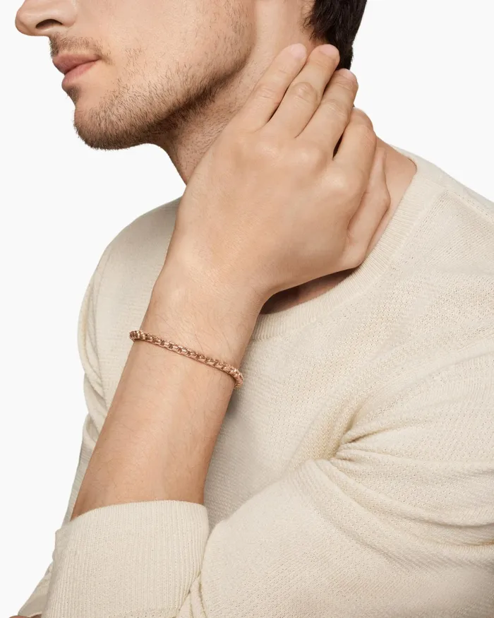Mens Box Chain Bracelet In 18K Rose Gold 5mm Men David Yurman Chain Mens Box Chain Bracelet In 18K Rose Gold 5mm Men David Yurman Chain