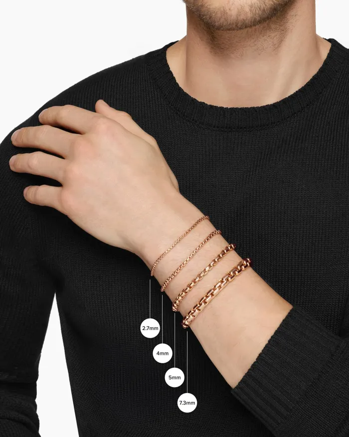Mens Box Chain Bracelet In 18K Rose Gold 5mm Men David Yurman Chain Mens Box Chain Bracelet In 18K Rose Gold 5mm Men David Yurman Chain