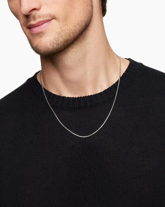Mens Box Chain Necklace In 18K White Gold 17mm Men David Yurman Chains Mens Box Chain Necklace In 18K White Gold 17mm Men David Yurman Chains