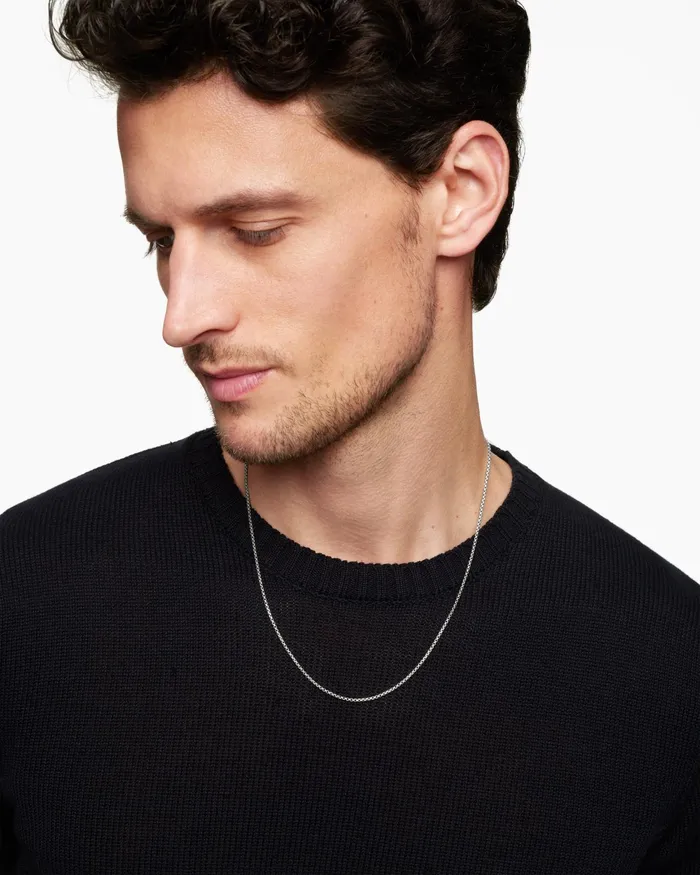 Mens Box Chain Necklace In 18K White Gold 17mm Men David Yurman Chains Mens Box Chain Necklace In 18K White Gold 17mm Men David Yurman Chains