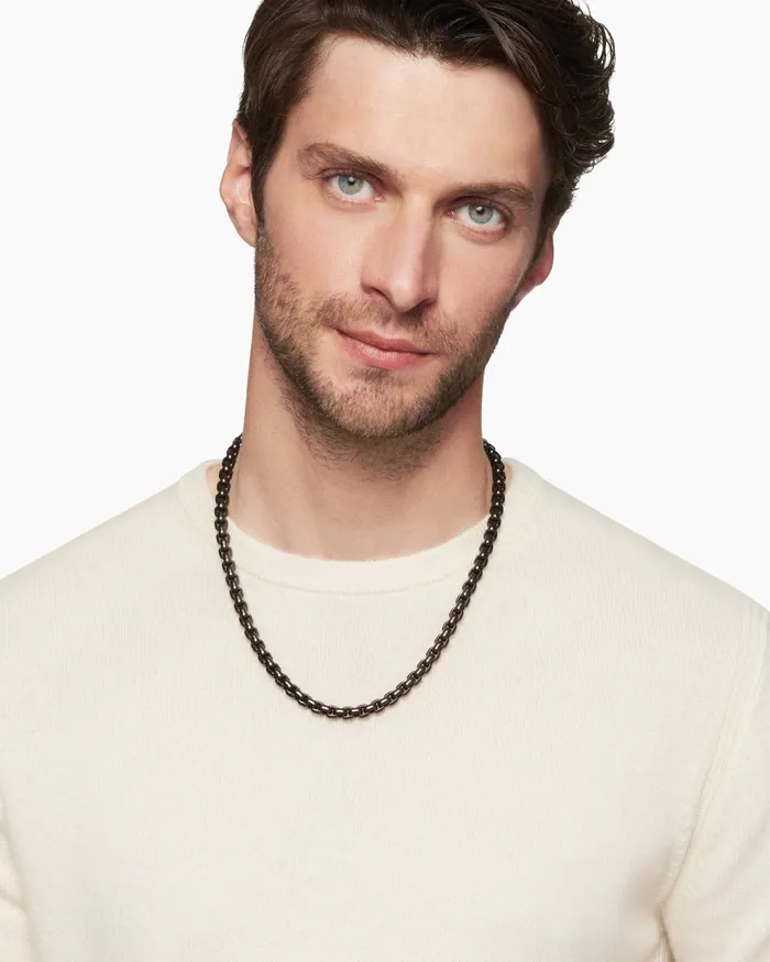 Mens Box Chain Necklace In Stainless Steel And Sterling Silver 73mm Men David Yurman Chains Mens Box Chain Necklace In Stainless Steel And Sterling Silver 73mm Men David Yurman Chains