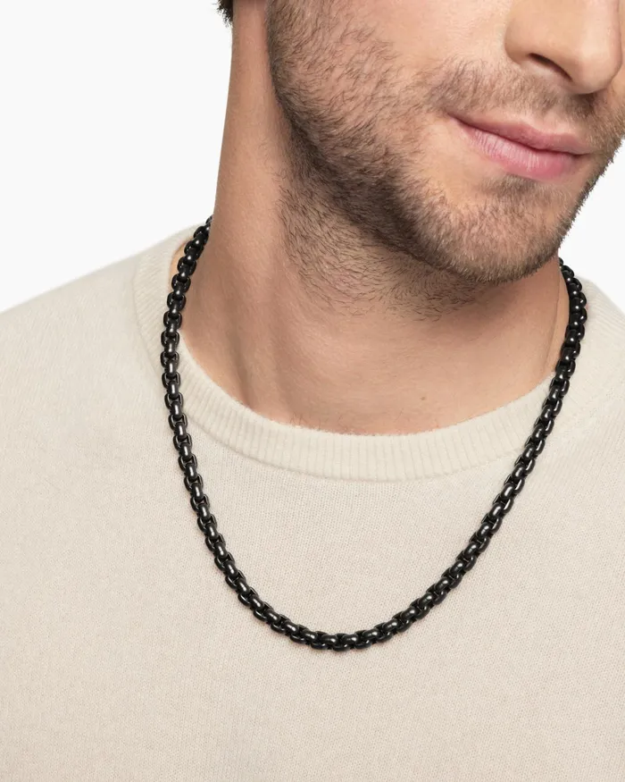 Mens Box Chain Necklace In Stainless Steel And Sterling Silver 73mm Men David Yurman Chains Mens Box Chain Necklace In Stainless Steel And Sterling Silver 73mm Men David Yurman Chains