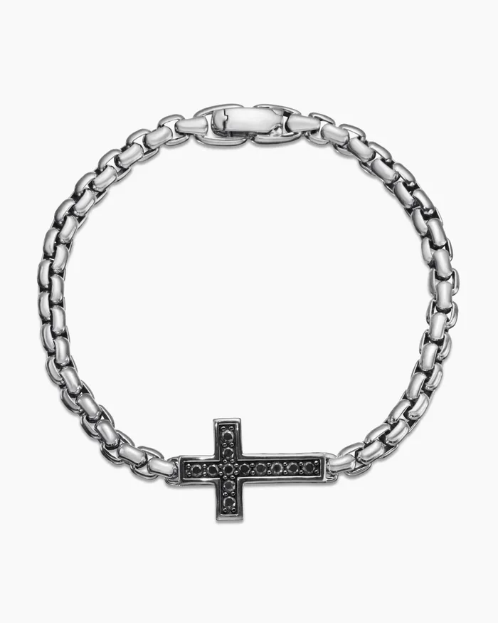 Mens Cross Station Bracelet In Sterling Silver 5mm Men David Yurman Chain Mens Cross Station Bracelet In Sterling Silver 5mm Men David Yurman Chain