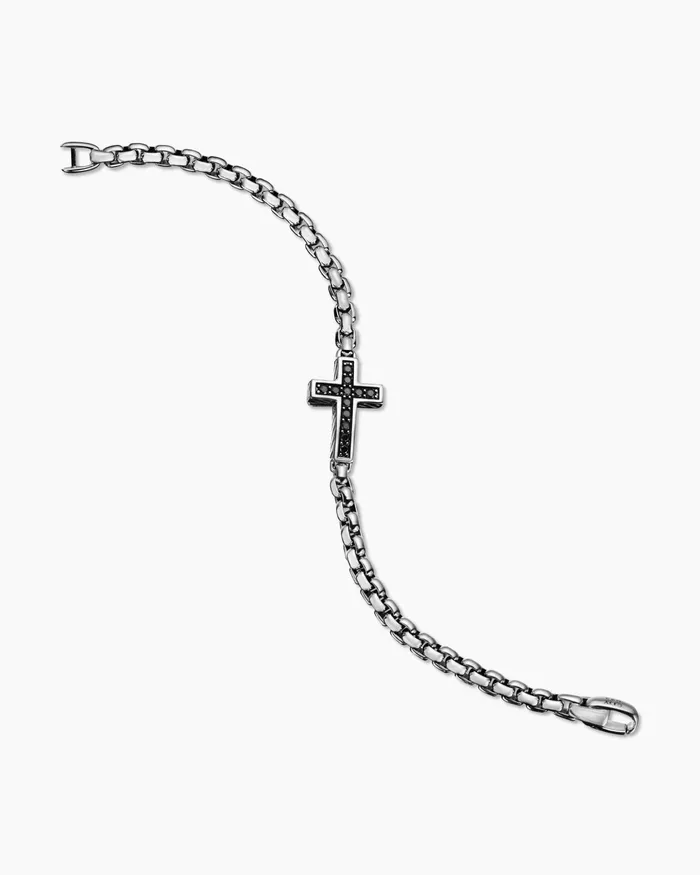 Mens Cross Station Bracelet In Sterling Silver 5mm Men David Yurman Chain Mens Cross Station Bracelet In Sterling Silver 5mm Men David Yurman Chain