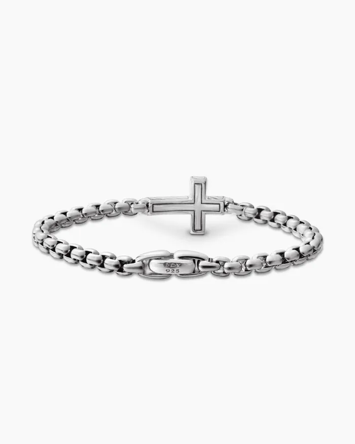 Mens Cross Station Bracelet In Sterling Silver 5mm Men David Yurman Chain Mens Cross Station Bracelet In Sterling Silver 5mm Men David Yurman Chain