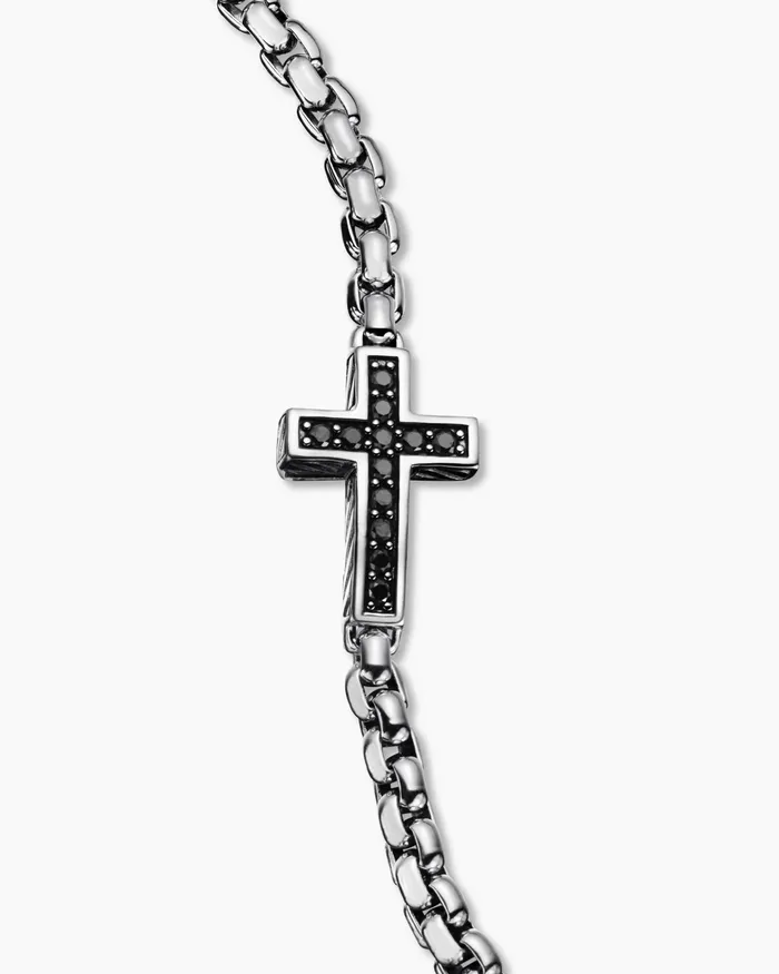 Mens Cross Station Bracelet In Sterling Silver 5mm Men David Yurman Chain Mens Cross Station Bracelet In Sterling Silver 5mm Men David Yurman Chain
