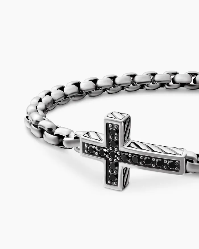 Mens Cross Station Bracelet In Sterling Silver 5mm Men David Yurman Chain Mens Cross Station Bracelet In Sterling Silver 5mm Men David Yurman Chain