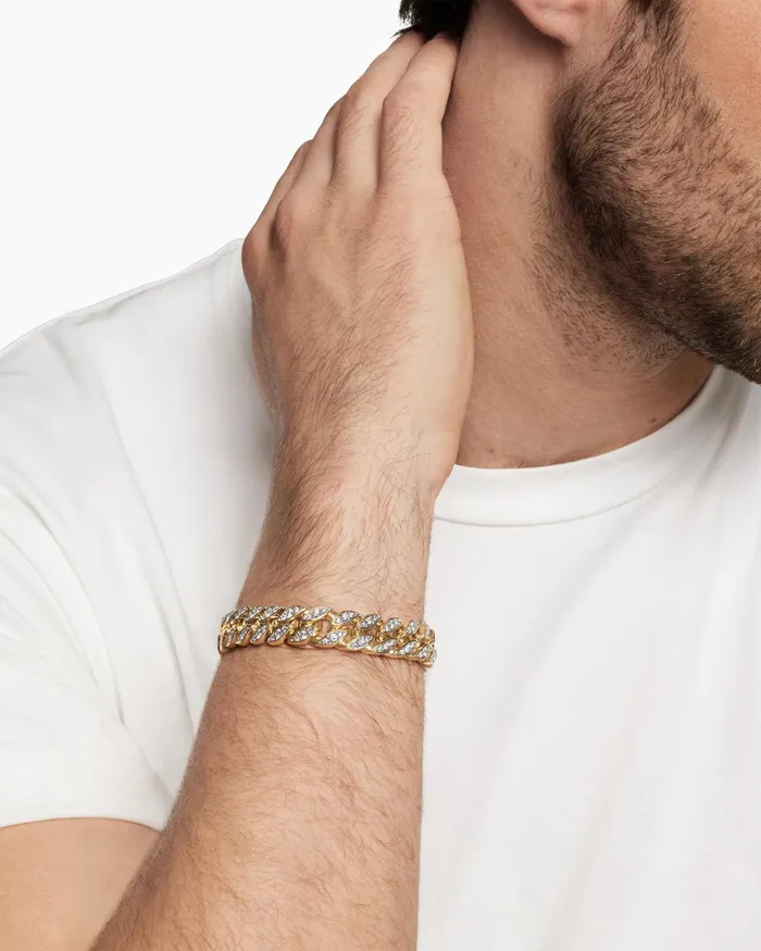 Mens Curb Chain Bracelet In 18K Yellow Gold 115mm Men David Yurman Chain Mens Curb Chain Bracelet In 18K Yellow Gold 115mm Men David Yurman Chain