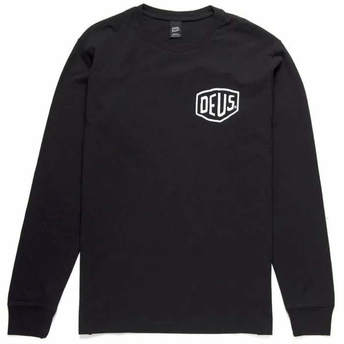 Mens Deus Ex Machina Classics Camperdown Address Long Sleeve Tee 8211 Black Black