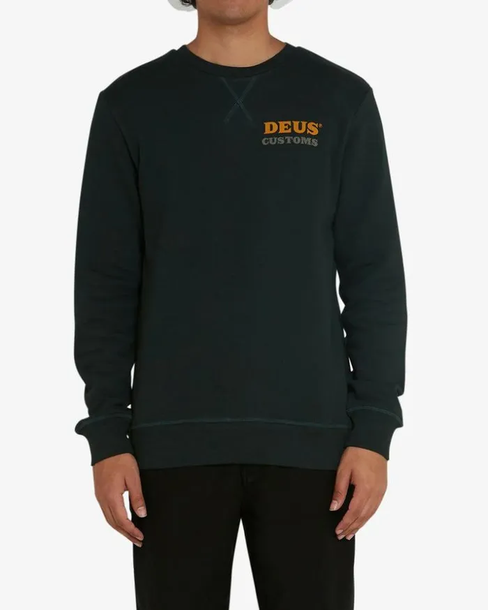 Mens Deus Ex Machina Hoodies and Sweaters Serviced Crew 8211 Green Gables Green Gables