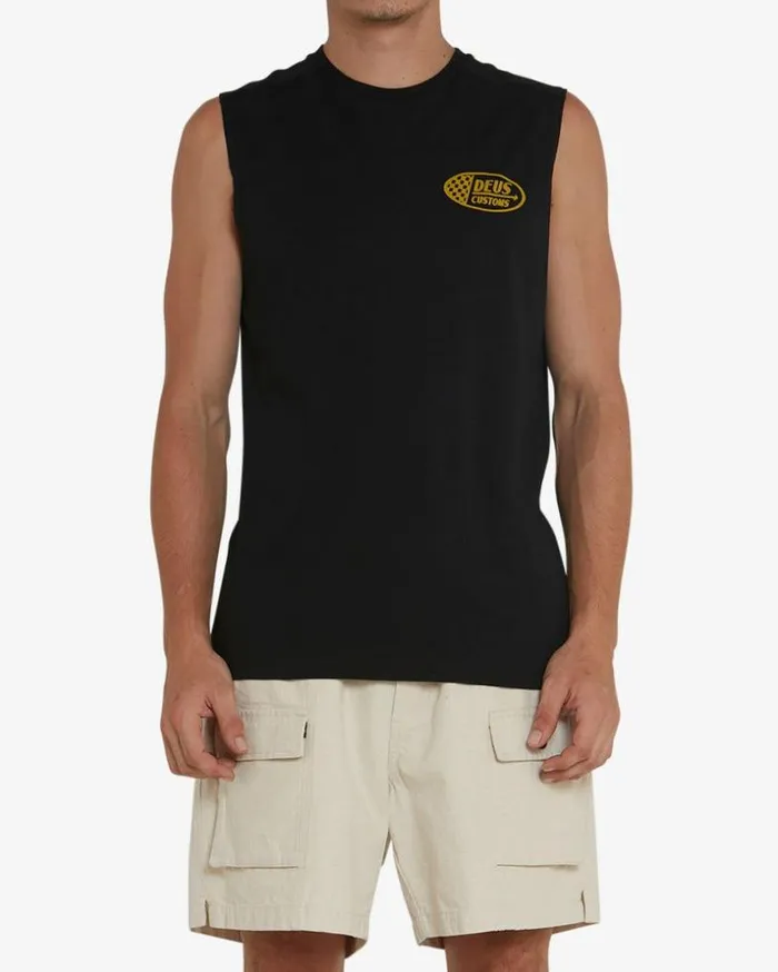 Mens Deus Ex Machina Tees Flags Muscle 8211 Black Black