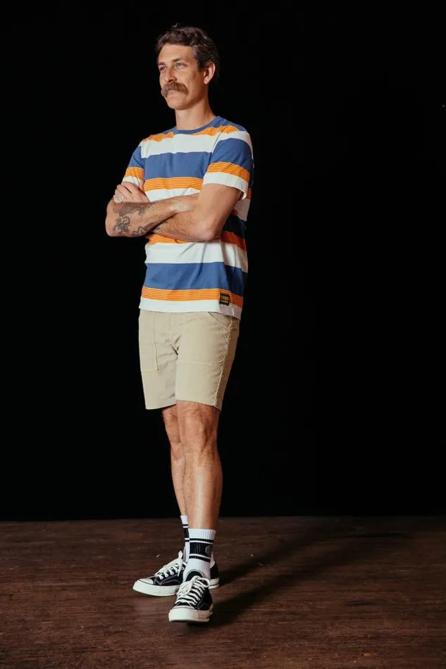 Mens Deus Ex Machina Tees Seth Stripe Tee 8211 Dusty Blue Dusty Blue Mens Deus Ex Machina Tees Seth Stripe Tee 8211 Dusty Blue Dusty Blue