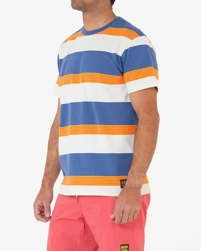 Mens Deus Ex Machina Tees Seth Stripe Tee 8211 Dusty Blue Dusty Blue Mens Deus Ex Machina Tees Seth Stripe Tee 8211 Dusty Blue Dusty Blue