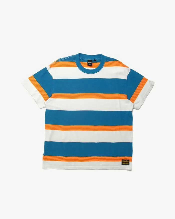 Mens Deus Ex Machina Tees Seth Stripe Tee 8211 Dusty Blue Dusty Blue Mens Deus Ex Machina Tees Seth Stripe Tee 8211 Dusty Blue Dusty Blue