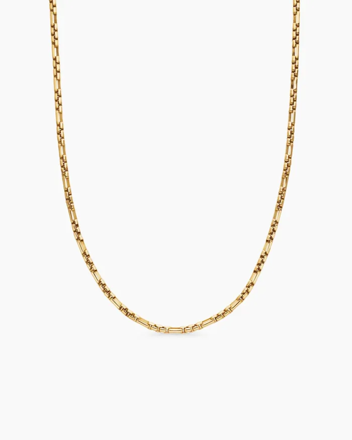 Mens Open Station Box Chain Necklace In 18K Yellow Gold 3mm Men David Yurman Chains Mens Open Station Box Chain Necklace In 18K Yellow Gold 3mm Men David Yurman Chains
