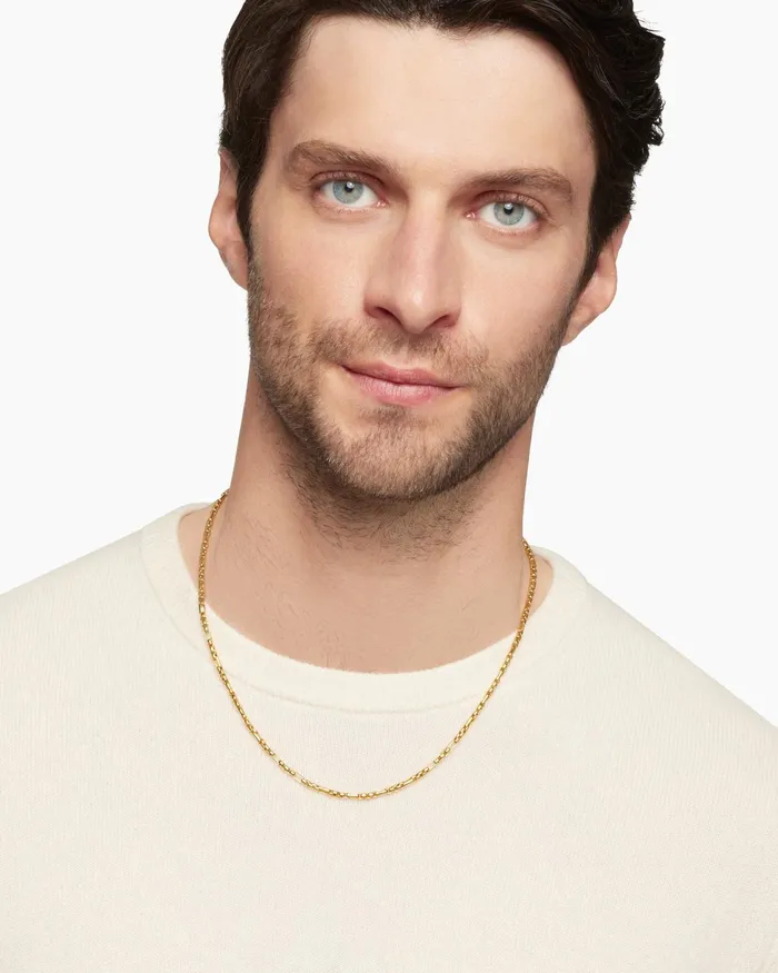 Mens Open Station Box Chain Necklace In 18K Yellow Gold 3mm Men David Yurman Chains Mens Open Station Box Chain Necklace In 18K Yellow Gold 3mm Men David Yurman Chains