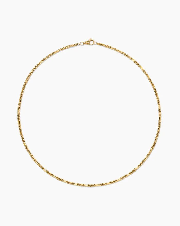 Mens Open Station Box Chain Necklace In 18K Yellow Gold 3mm Men David Yurman Chains Mens Open Station Box Chain Necklace In 18K Yellow Gold 3mm Men David Yurman Chains