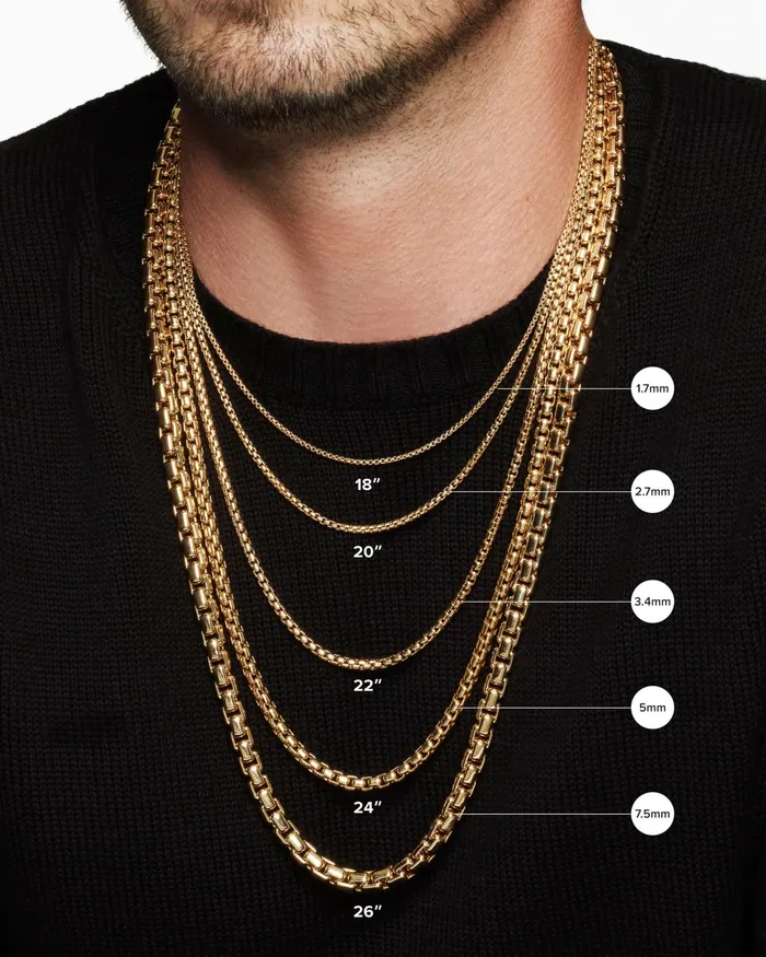 Mens Open Station Box Chain Necklace In 18K Yellow Gold 3mm Men David Yurman Chains Mens Open Station Box Chain Necklace In 18K Yellow Gold 3mm Men David Yurman Chains