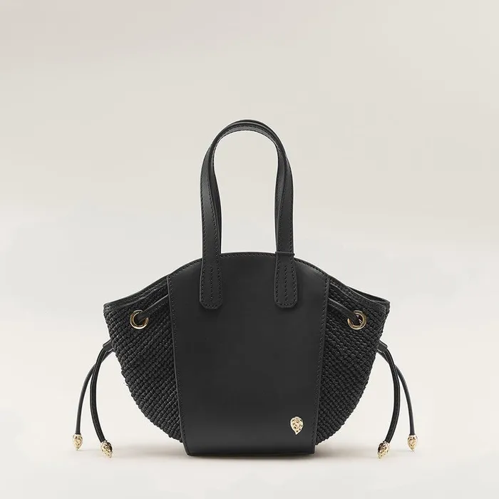 Mini Bags Bags Helen Kaminski Piaf Tote With Raffia Blackcharcoal