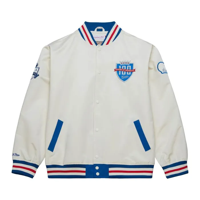 Mitchell and Ness 100th Lightweight Satin Jacket Sacramento Kings Men Jackets and Outerwear Mitchell and Ness 100th Lightweight Satin Jacket Sacramento Kings Men Jackets and Outerwear