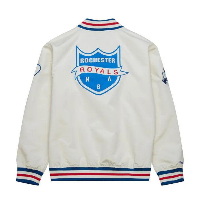 Mitchell and Ness 100th Lightweight Satin Jacket Sacramento Kings Men Jackets and Outerwear Mitchell and Ness 100th Lightweight Satin Jacket Sacramento Kings Men Jackets and Outerwear