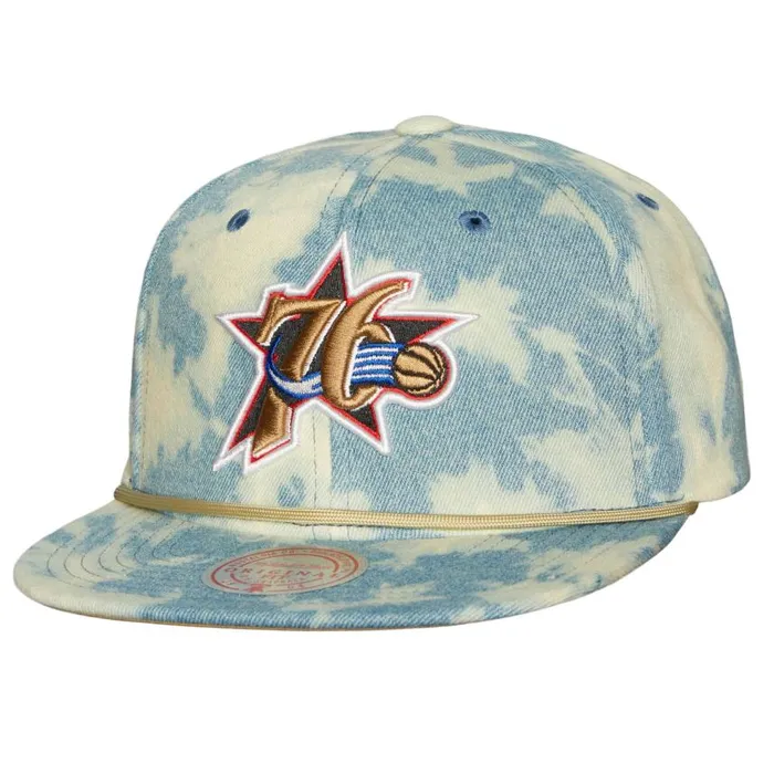 Mitchell and Ness Acid Wash Snapback HWC Philadelphia 76ers Men Hats and Headwear Mitchell and Ness Acid Wash Snapback HWC Philadelphia 76ers Men Hats and Headwear