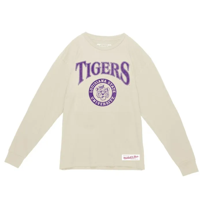 Mitchell and Ness Arched Logo Lockup Slub LS Tee Louisiana State University Men TShirts and Tops Mitchell and Ness Arched Logo Lockup Slub LS Tee Louisiana State University Men TShirts and Tops