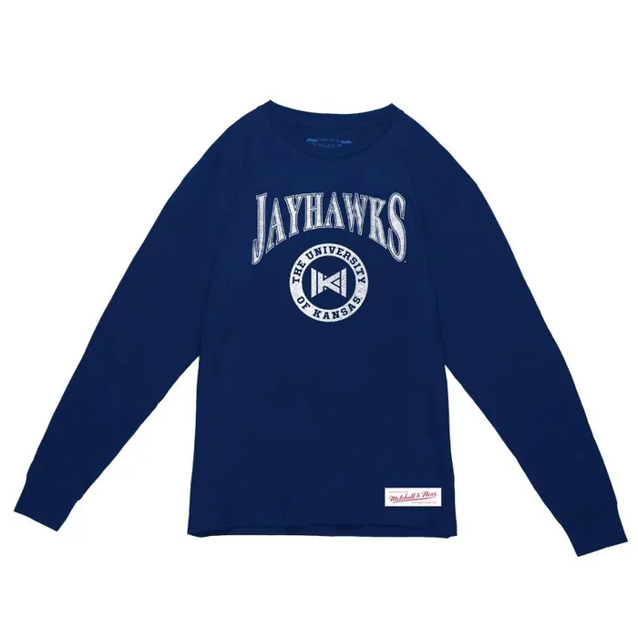 Mitchell and Ness Arched Logo Lockup Slub LS Tee University Of Kansas Men TShirts and Tops Mitchell and Ness Arched Logo Lockup Slub LS Tee University Of Kansas Men TShirts and Tops