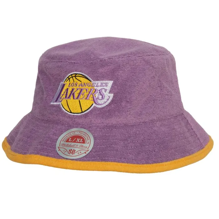 Mitchell and Ness B Boy Bucket Hat HWC Los Angeles Lakers Men Hats and Headwear Mitchell and Ness B Boy Bucket Hat HWC Los Angeles Lakers Men Hats and Headwear