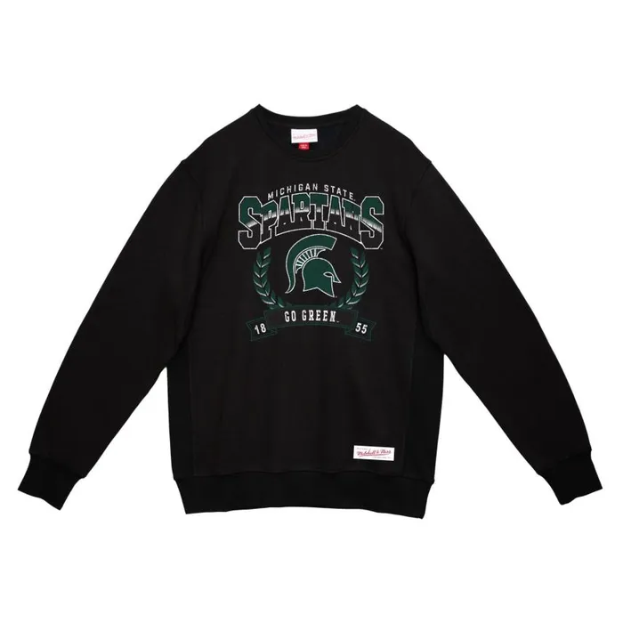 Mitchell and Ness Baseline Crew Michigan State University Men Hoodies and Sweatshirts Mitchell and Ness Baseline Crew Michigan State University Men Hoodies and Sweatshirts