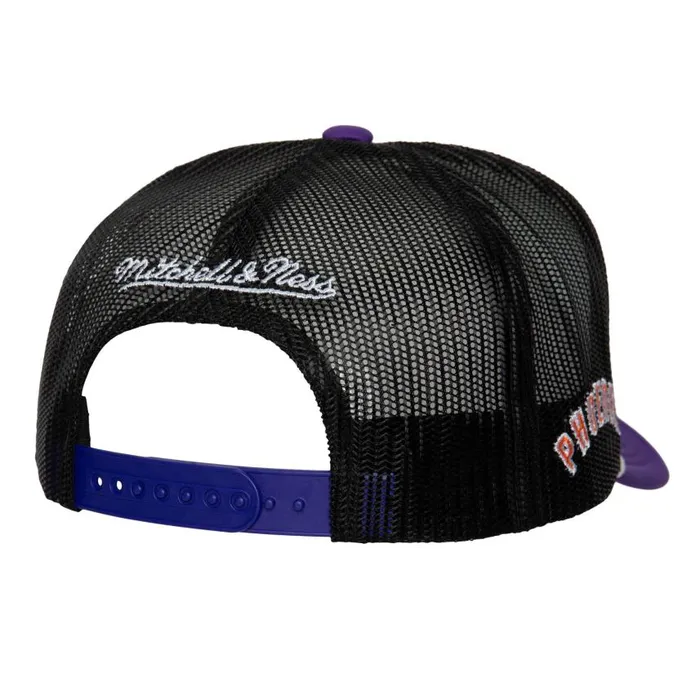 Mitchell and Ness Blocker Trucker HWC Phoenix Suns Men Hats and Headwear Mitchell and Ness Blocker Trucker HWC Phoenix Suns Men Hats and Headwear