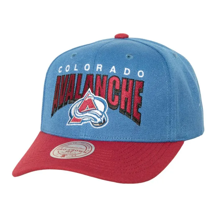 Mitchell and Ness Boom Text Pro Snapback Colorado Avalanche Men Hats and Headwear Mitchell and Ness Boom Text Pro Snapback Colorado Avalanche Men Hats and Headwear