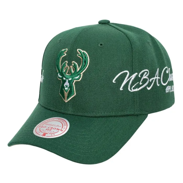 Mitchell and Ness Champ Wrap Pro Snapback Milwaukee Bucks Men Hats and Headwear Mitchell and Ness Champ Wrap Pro Snapback Milwaukee Bucks Men Hats and Headwear