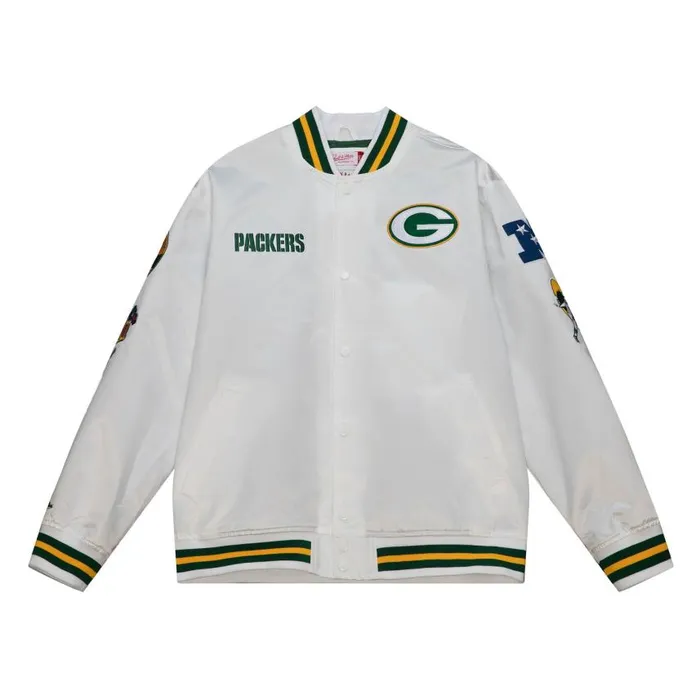 Mitchell and Ness City Collection Lightweight Satin Jacket Green Bay Packers Men Jackets and Outerwear Mitchell and Ness City Collection Lightweight Satin Jacket Green Bay Packers Men Jackets and Outerwear