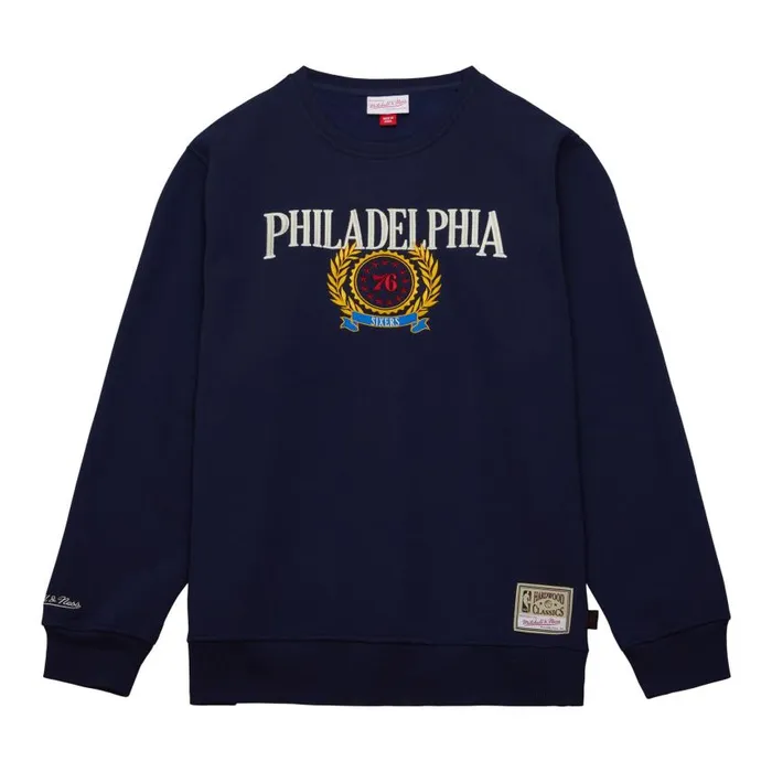 Mitchell and Ness Collegiate Crew Fleece Philadelphia 76ers Men Hoodies and Sweatshirts Mitchell and Ness Collegiate Crew Fleece Philadelphia 76ers Men Hoodies and Sweatshirts