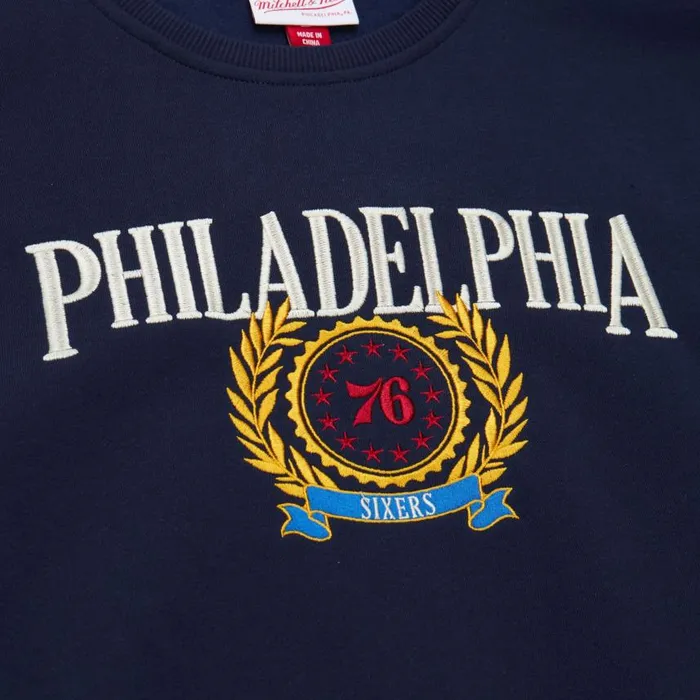 Mitchell and Ness Collegiate Crew Fleece Philadelphia 76ers Men Hoodies and Sweatshirts Mitchell and Ness Collegiate Crew Fleece Philadelphia 76ers Men Hoodies and Sweatshirts