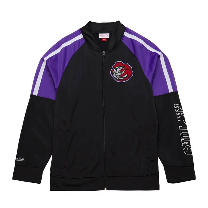 Mitchell and Ness Color Blocked Track Jacket Vintage Logo Toronto Raptors Men Jackets and Outerwear