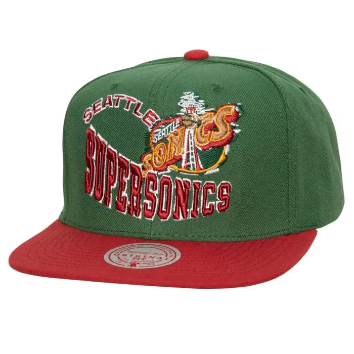 Mitchell and Ness Crooked Path Snapback HWC Seattle Supersonics Men Hats and Headwear