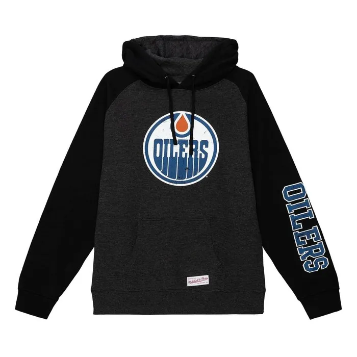 Mitchell and Ness Distressed Logo Hoody Edmonton Oilers Men Hoodies and Sweatshirts Mitchell and Ness Distressed Logo Hoody Edmonton Oilers Men Hoodies and Sweatshirts