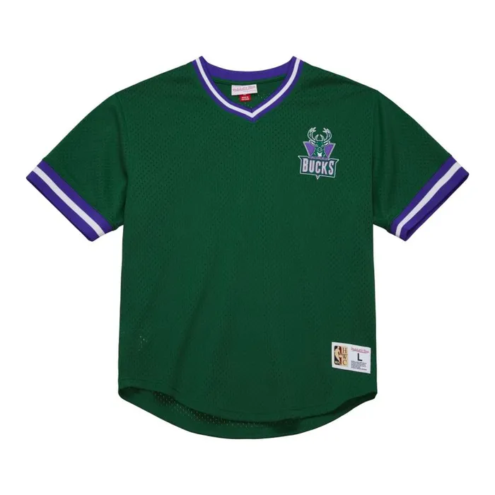 Mitchell and Ness Fashion Mesh VNeck Vintage Logo Milwaukee Bucks Men TShirts and Tops Mitchell and Ness Fashion Mesh VNeck Vintage Logo Milwaukee Bucks Men TShirts and Tops