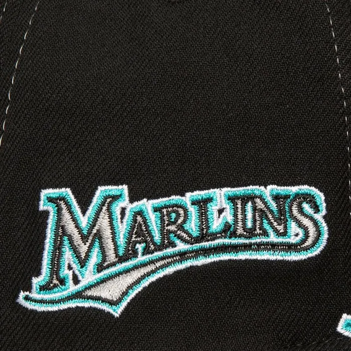 Mitchell and Ness Full Frontal Snapback Coop Florida Marlins Men Hats and Headwear Mitchell and Ness Full Frontal Snapback Coop Florida Marlins Men Hats and Headwear