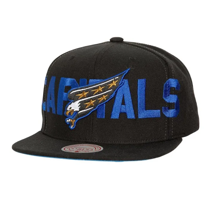 Mitchell and Ness Full Frontal Snapback Vntg Washington Capitals Men Hats and Headwear Mitchell and Ness Full Frontal Snapback Vntg Washington Capitals Men Hats and Headwear