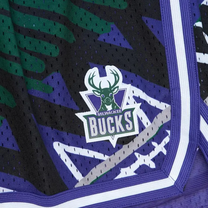Mitchell and Ness Game Day Pattern Short Milwaukee Bucks Men Shorts Mitchell and Ness Game Day Pattern Short Milwaukee Bucks Men Shorts