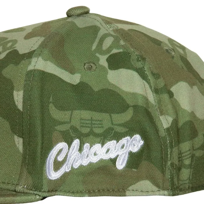 Mitchell and Ness Ghost Camo Stretch Fitted HWC Chicago Bulls Men Hats and Headwear Mitchell and Ness Ghost Camo Stretch Fitted HWC Chicago Bulls Men Hats and Headwear