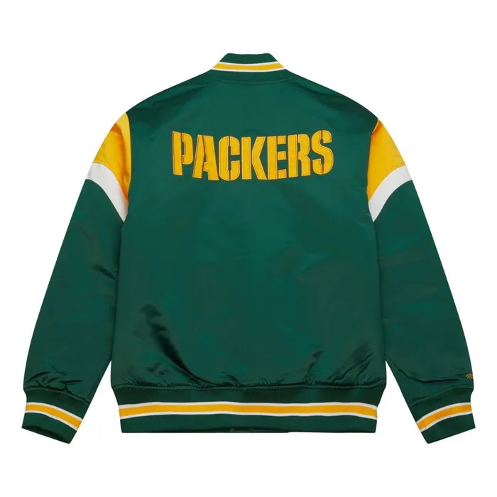 Mitchell and Ness Heavyweight Satin Jacket Green Bay Packers Men Jackets and Outerwear Mitchell and Ness Heavyweight Satin Jacket Green Bay Packers Men Jackets and Outerwear