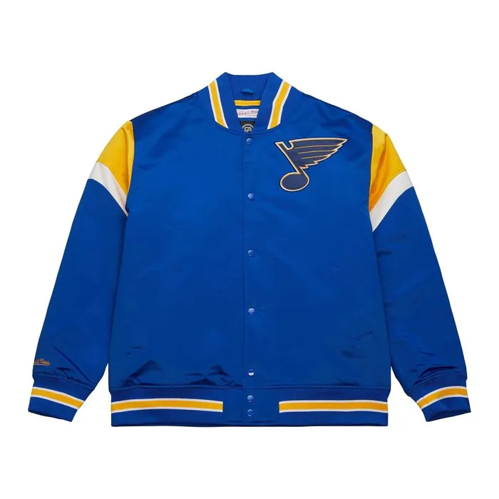 Mitchell and Ness Heavyweight Satin Jacket St Louis Blues Men Jackets and Outerwear